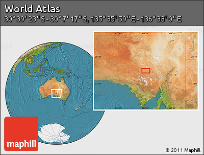 Satellite Location Map of the Area around 30° 23' 20" S, 136° 4' 29" E
