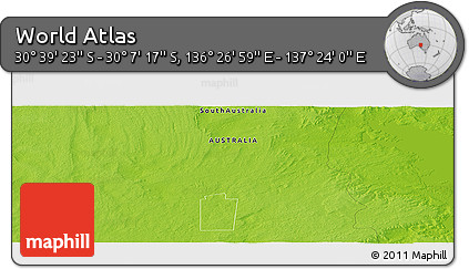 Physical Panoramic Map of the Area around 30° 23' 20" S, 136° 55' 30" E