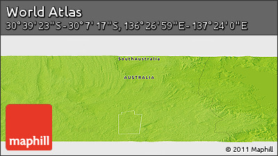 Physical Panoramic Map of the Area around 30° 23' 20" S, 136° 55' 30" E