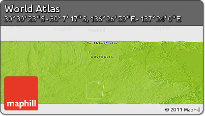 Physical Panoramic Map of the Area around 30° 23' 20" S, 136° 55' 30" E