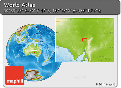 Physical Location Map of the Area around 30° 23' 20" S, 137° 46' 30" E