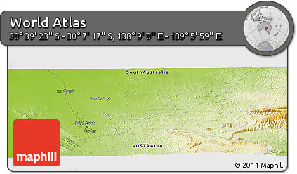 Physical Panoramic Map of the Area around 30° 23' 20" S, 138° 37' 30" E
