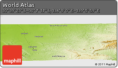 Physical Panoramic Map of the Area around 30° 23' 20" S, 138° 37' 30" E