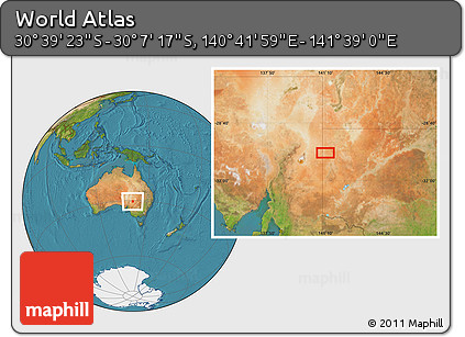 Satellite Location Map of the Area around 30° 23' 20" S, 141° 10' 30" E
