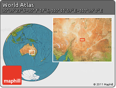 Satellite Location Map of the Area around 30° 23' 20" S, 141° 10' 30" E