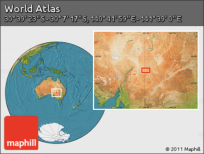 Satellite Location Map of the Area around 30° 23' 20" S, 141° 10' 30" E
