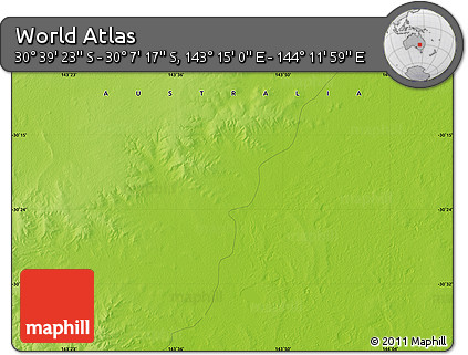 Physical Map of the Area around 30° 23' 20" S, 143° 43' 29" E