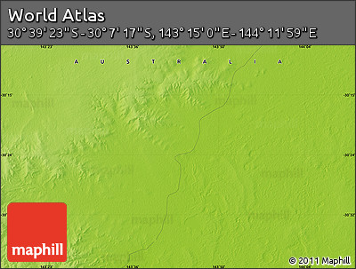 Physical Map of the Area around 30° 23' 20" S, 143° 43' 29" E