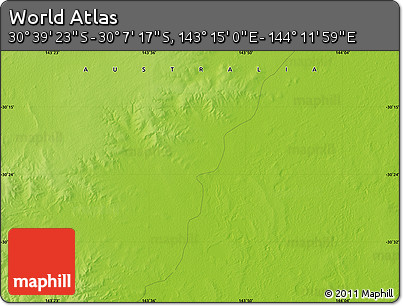 Physical Map of the Area around 30° 23' 20" S, 143° 43' 29" E