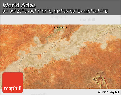 Satellite 3D Map of the Area around 30° 23' 20" S, 145° 25' 30" E