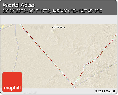 Shaded Relief 3D Map of the Area around 30° 23' 20" S, 146° 16' 30" E