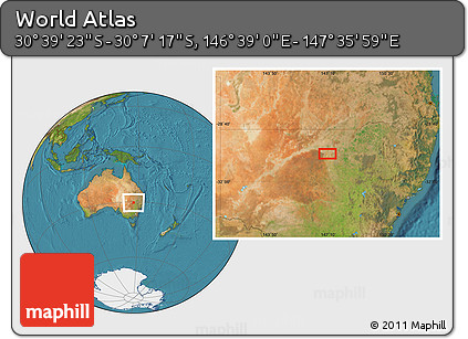 Satellite Location Map of the Area around 30° 23' 20" S, 147° 7' 30" E