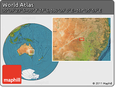 Satellite Location Map of the Area around 30° 23' 20" S, 147° 7' 30" E