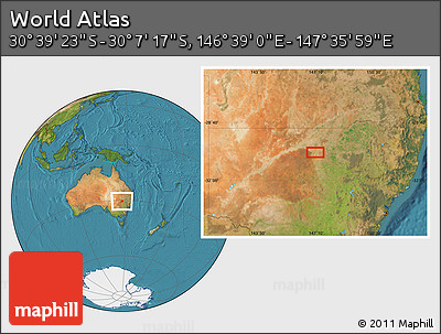 Satellite Location Map of the Area around 30° 23' 20" S, 147° 7' 30" E