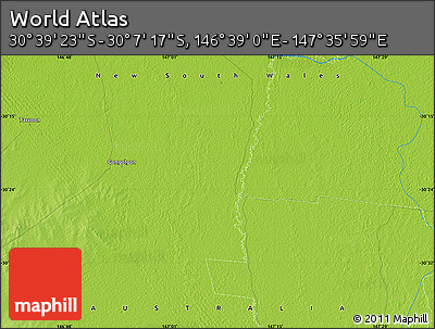 Physical Map of the Area around 30° 23' 20" S, 147° 7' 30" E
