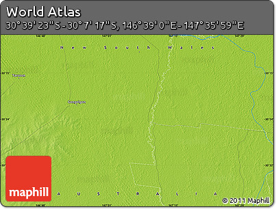 Physical Map of the Area around 30° 23' 20" S, 147° 7' 30" E