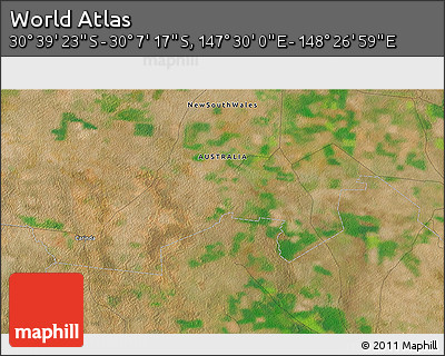 Satellite 3D Map of the Area around 30° 23' 20" S, 147° 58' 29" E