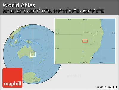 Savanna Style Location Map of the Area around 30° 23' 20" S, 149° 40' 30" E