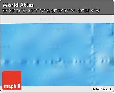 Physical 3D Map of the Area around 30° 23' 20" S, 14° 22' 30" W
