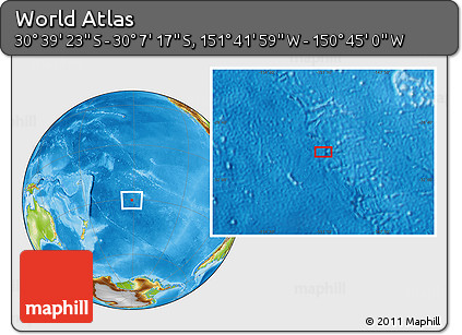 Physical Location Map of the Area around 30° 23' 20" S, 151° 13' 29" W