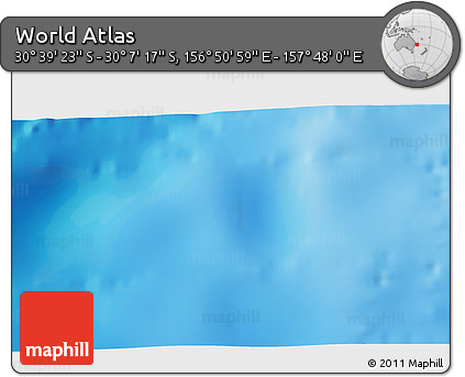 Shaded Relief 3D Map of the Area around 30° 23' 20" S, 157° 19' 29" E