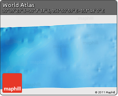 Shaded Relief 3D Map of the Area around 30° 23' 20" S, 157° 19' 29" E