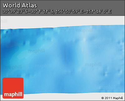 Shaded Relief 3D Map of the Area around 30° 23' 20" S, 157° 19' 29" E