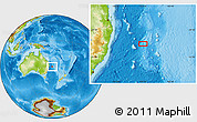 Physical Location Map of the area around 30° 23' 20" S, 157° 19' 29" E