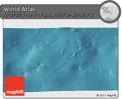 Satellite 3D Map of the Area around 30° 23' 20" S, 159° 1' 30" E