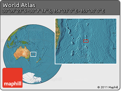 Satellite Location Map of the Area around 30° 23' 20" S, 159° 1' 30" E