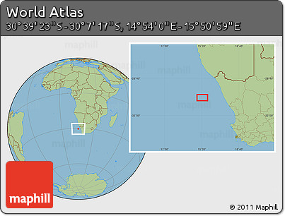 Savanna Style Location Map of the Area around 30° 23' 20" S, 15° 22' 30" E