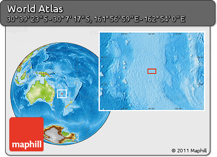 Physical Location Map of the Area around 30° 23' 20" S, 162° 25' 30" E