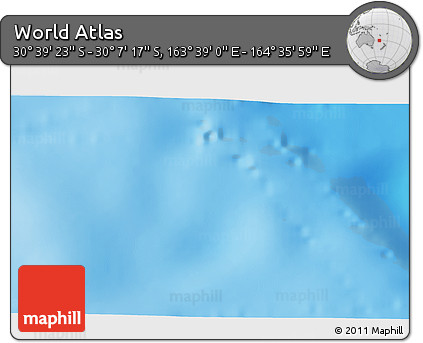 Shaded Relief 3D Map of the Area around 30° 23' 20" S, 164° 7' 30" E
