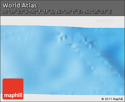 Shaded Relief 3D Map of the Area around 30° 23' 20" S, 164° 7' 30" E