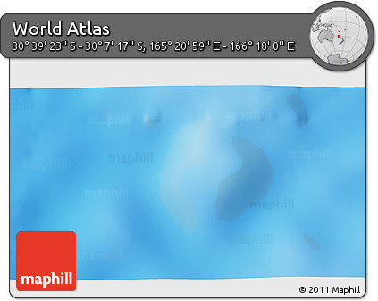 Physical 3D Map of the Area around 30° 23' 20" S, 165° 49' 29" E