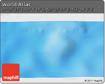 Physical 3D Map of the Area around 30° 23' 20" S, 165° 49' 29" E