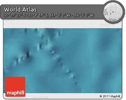 Satellite 3D Map of the Area around 30° 23' 20" S, 166° 31' 30" W