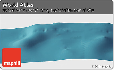 Satellite Panoramic Map of the Area around 30° 23' 20" S, 167° 31' 30" E