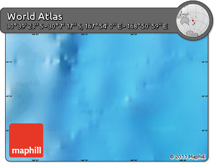 Physical Map of the Area around 30° 23' 20" S, 168° 22' 30" E