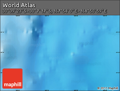 Physical Map of the Area around 30° 23' 20" S, 168° 22' 30" E