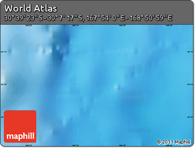 Physical Map of the Area around 30° 23' 20" S, 168° 22' 30" E