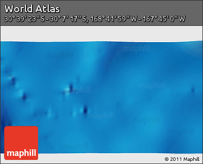 Physical 3D Map of the Area around 30° 23' 20" S, 168° 13' 29" W