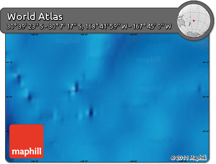 Physical Map of the Area around 30° 23' 20" S, 168° 13' 29" W