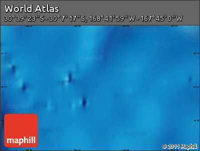 Physical Map of the Area around 30° 23' 20" S, 168° 13' 29" W