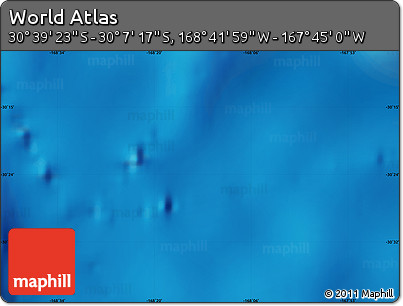 Physical Map of the Area around 30° 23' 20" S, 168° 13' 29" W
