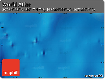 Shaded Relief Map of the Area around 30° 23' 20" S, 168° 13' 29" W
