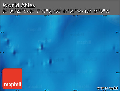Shaded Relief Map of the Area around 30° 23' 20" S, 168° 13' 29" W