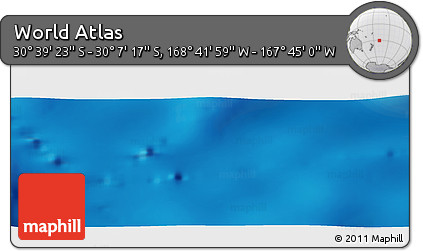 Physical Panoramic Map of the Area around 30° 23' 20" S, 168° 13' 29" W