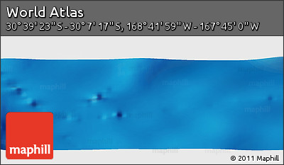 Physical Panoramic Map of the Area around 30° 23' 20" S, 168° 13' 29" W