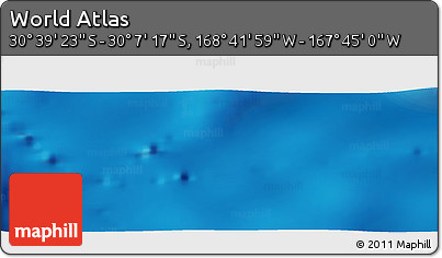 Physical Panoramic Map of the Area around 30° 23' 20" S, 168° 13' 29" W